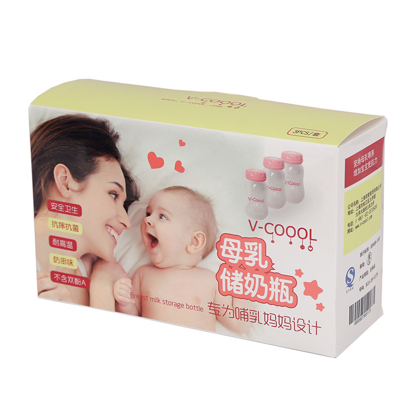 Breast milk storage bottle,PP,150ml,pink,a box of 3pcs